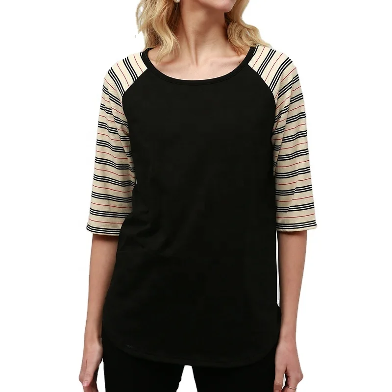 
2021patchworkstylestriped pattern harf sleeve lady t-shirtfashion o-neckgirls cotton summer tops custom woman large size clothin 