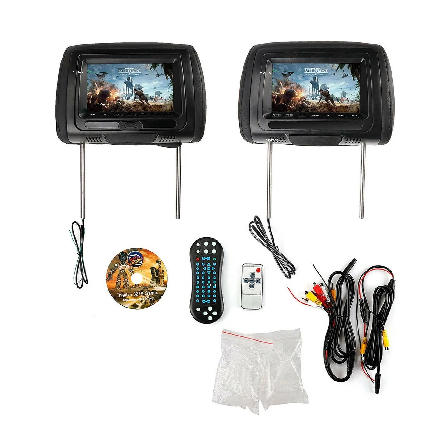 New Model Leather Automobile 7Inch Car Headrest Lcd Monitor With DVD SD USB Wireless Game