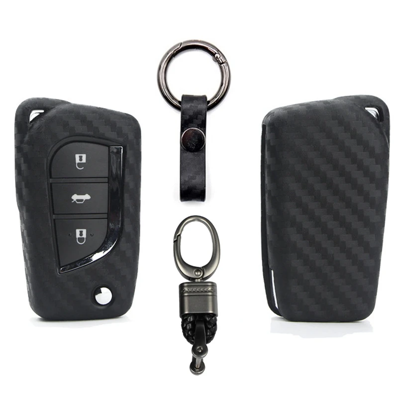 Чехол для автомобильного ключа из углеродного волокна для Toyota Auris Corolla Avensis Verso Yaris Aygo Camry Highlander Прямая поставка от производителя