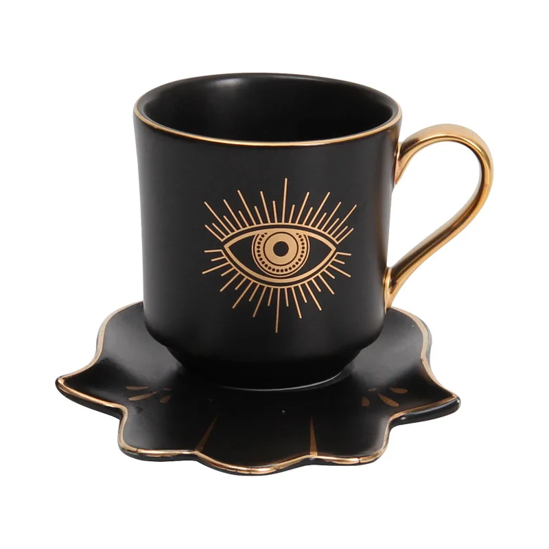 Luxury Coffee Cups and Saucer Set with Hand and Skirt Shape Dish For Creative Girl Gift