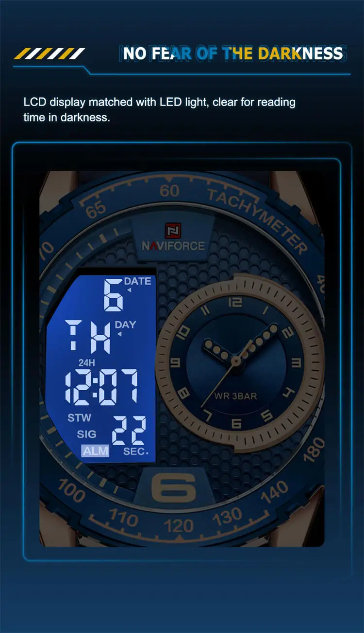 Naviforce NF9199T high quality make custom  mens hour perfect TPU big numbers date display  sports wristwatch