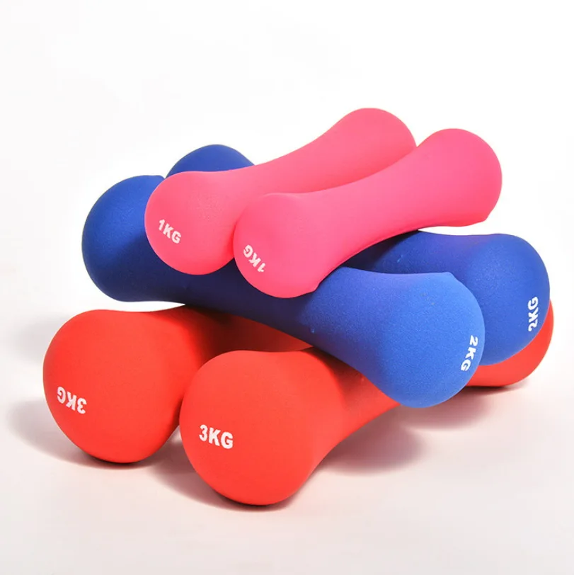 2021 China Gym equipment Cast iron Neoprene Coated colorful Dumbbell neoprene dumbbell gym dumbbells set Home Slimming  Exercise