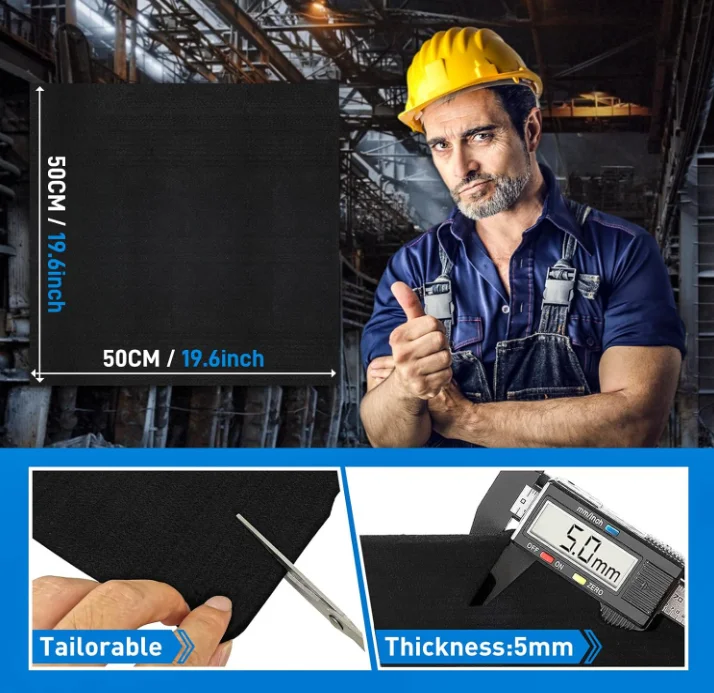 19.6x19.6in Welding Blanket Fireproof Thicken High Temp 1800F Carbon Felt Heat Resistant Flame Retardant Protective Mat