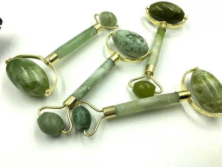 wholesale natural xiuyan jade roller high quality facial massage green jade roller gua sha for face