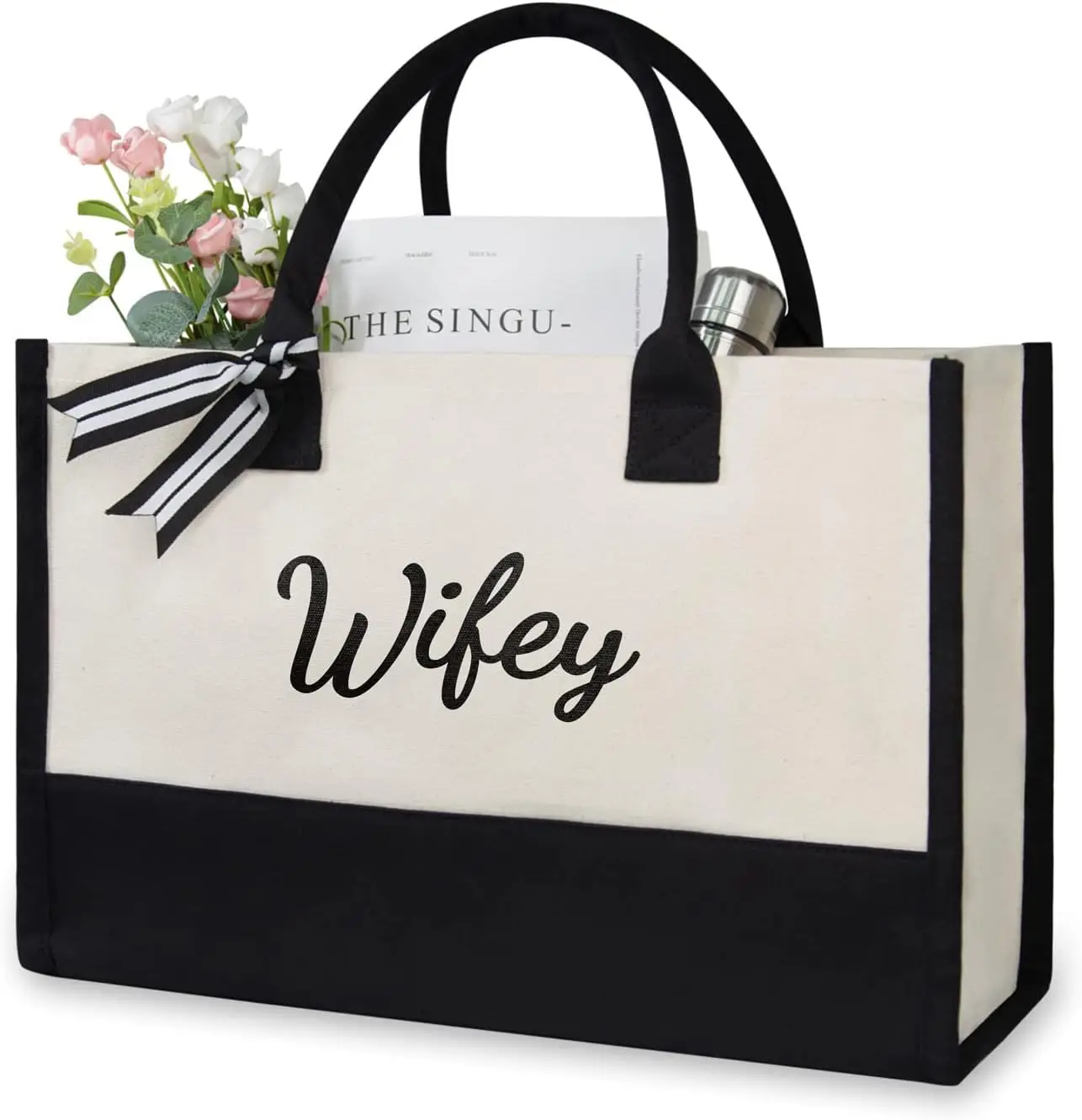 Large Capacity Canvas Personalized Bride Gifts Handbag for Wedding Bridal Shower Bachelorette Party Luxury Ladies Shopping Bag