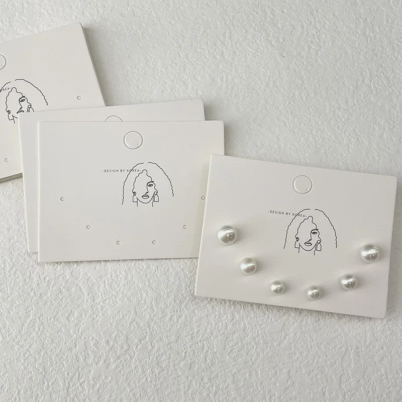 Custom Printing Gold Foil Logo Ivory Card Paper Jewelry Packaging And Display Earring Ring Necklace Cards