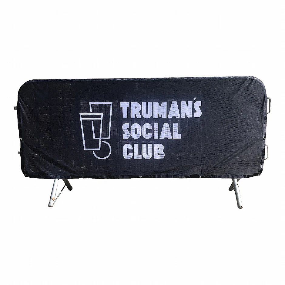 Crowd Control Barrier Banner Fencing Signs Printed Promotion Barricade Covers Road Steel Custom Fabric Dye Sublimation Printing