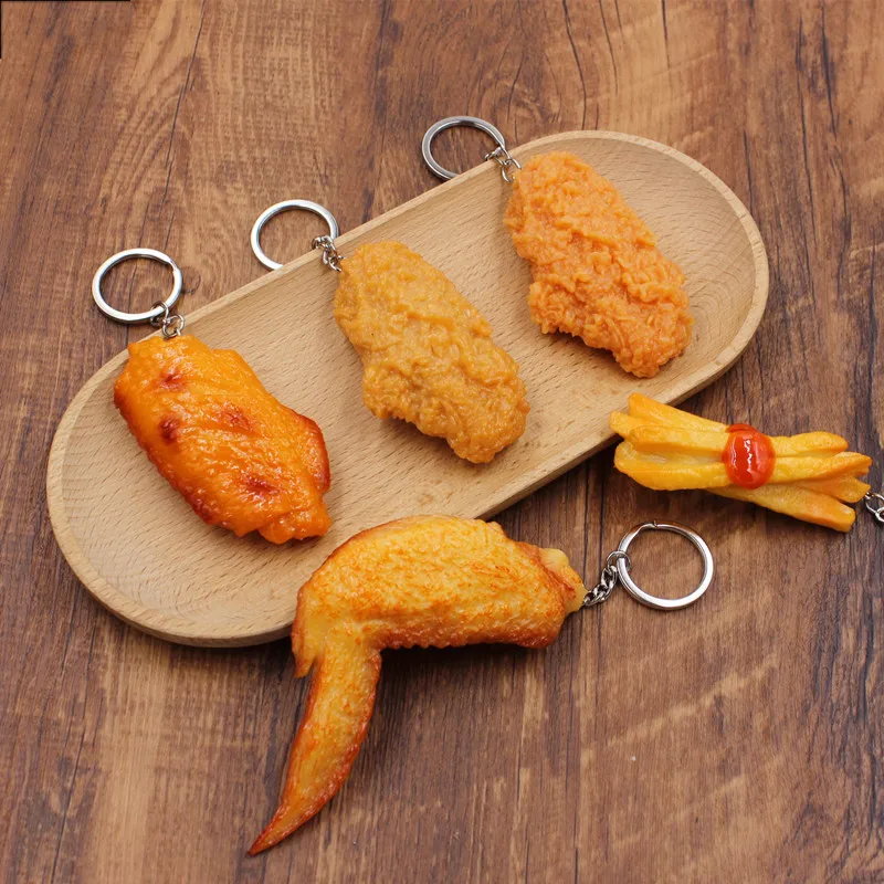 Funny Fried Chicken Leg Chicken Wing Keychain Creative Mini Simulation Food Pendant With Key Ring