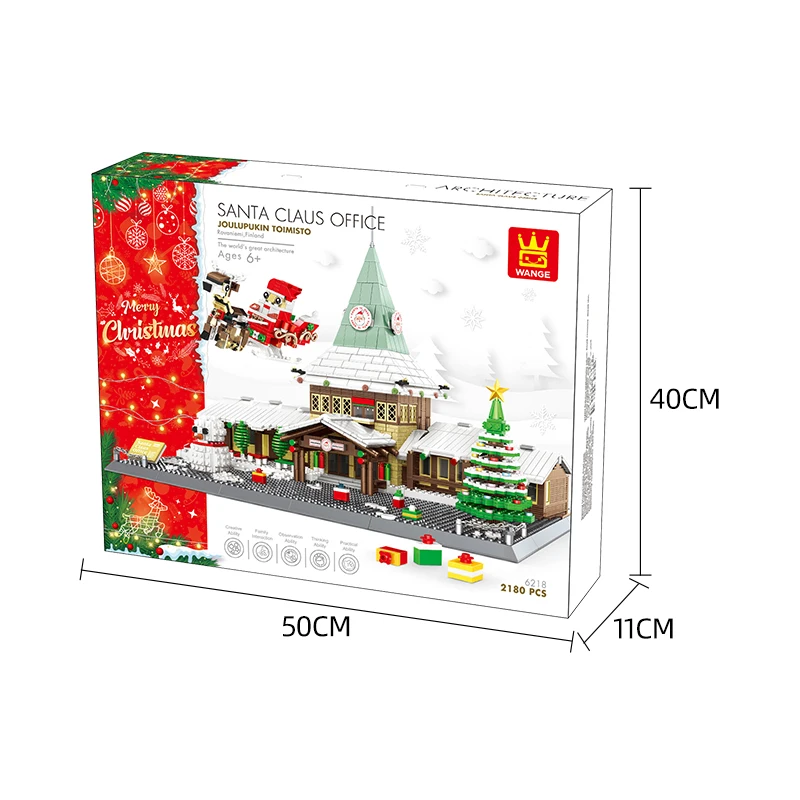 6218 Christmas Gift Santa Claus office Building Attractions Block Set Unisex Educational Assembly Building Block Plastic Toy
