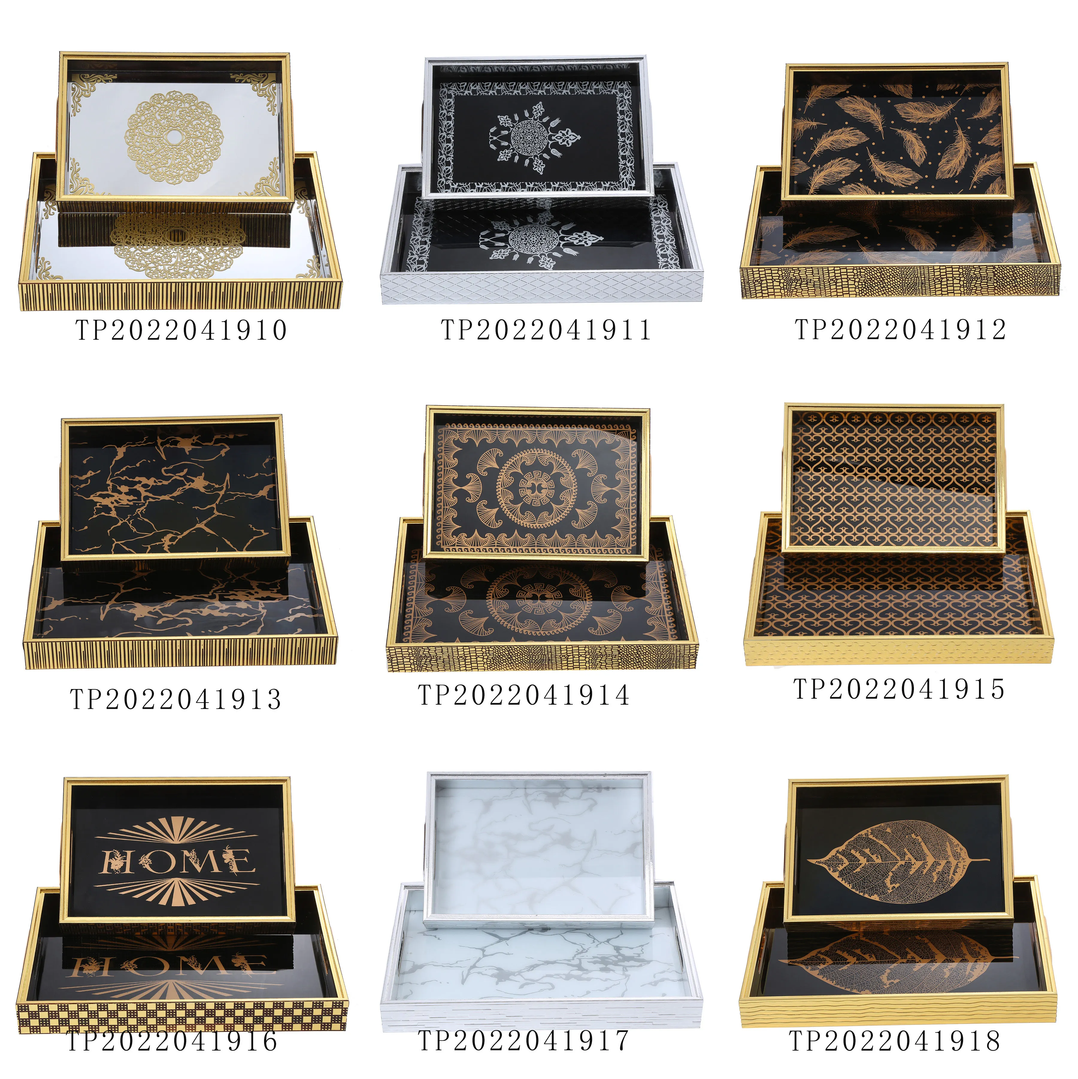 Mirror Decorative Tray For Coffee Table Ottoman Bathroom Arabic Serving Tray Sets with Handle