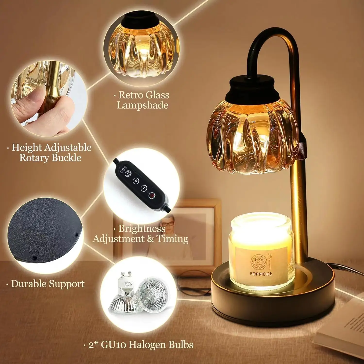 Retro Bedroom Living Room Light No Fire Fragrance Atmosphere Bedside Aromatherapy Melt Wax Lamp
