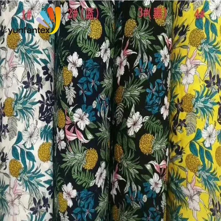
2019 Wholesale cheap 100% printed viscose spandex fabric for women garments 