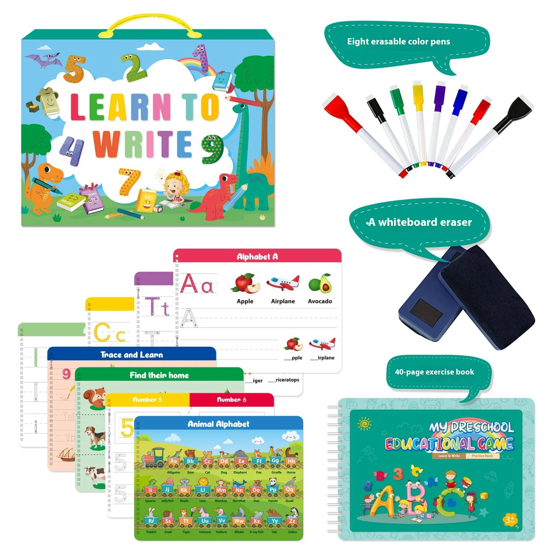 Toddlers Preschool Learning Activity 40 Pages,Autism Educational Montessori Toys,Handwriting Practice Book for kids
