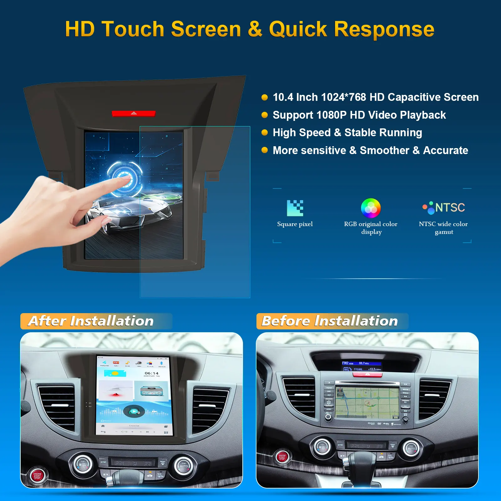 10.4' Qualcomm Android 11 Car multimedia player for HONDA CRV 2012- Car radio audio system carplay