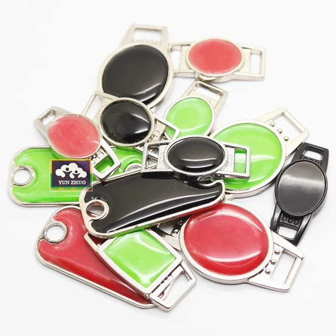 Shoe lace charms with customized LOGO, oval shoelace charms