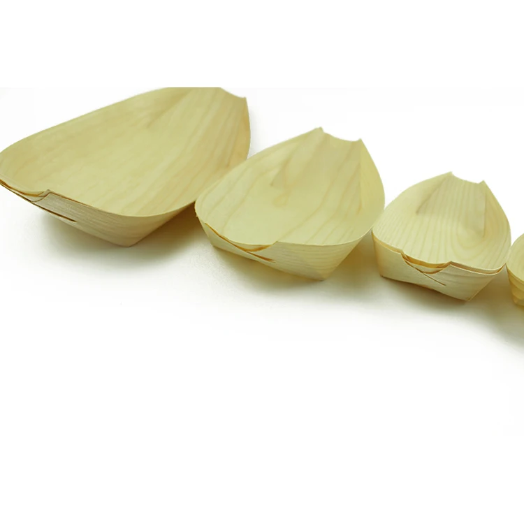 Хит продаж 2023 стильная одноразовая натуральная сосна Экологически чистая деревянная лодка/конус/тарелка