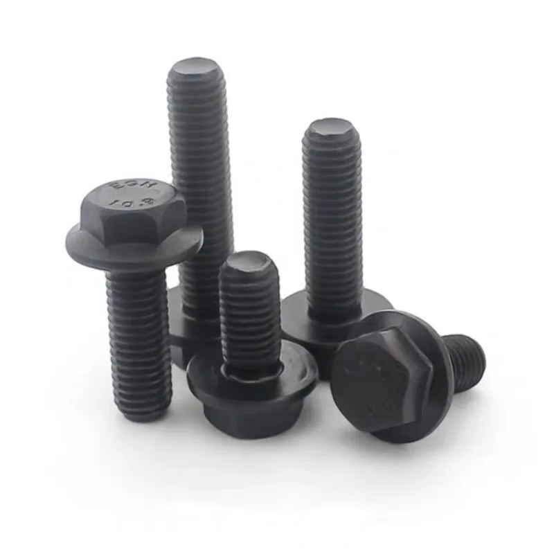 Factory Galvanized/Black steel 8.8/10.9 grade Hex flange bolt DIN 6921 Bolt