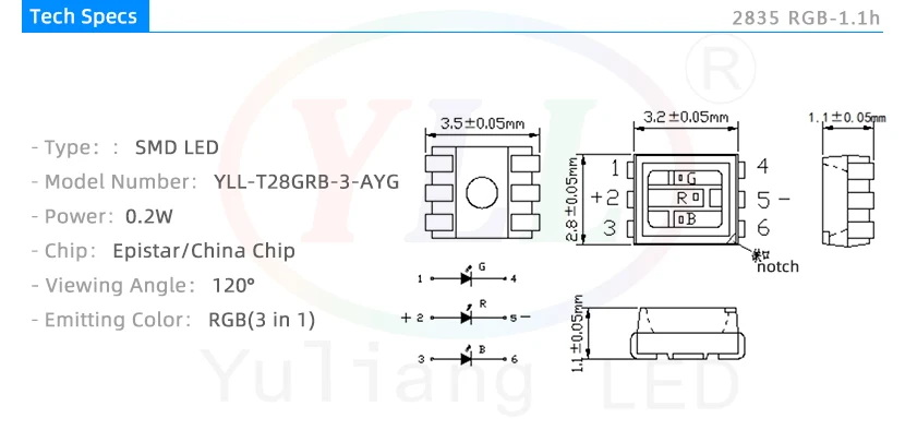 Высокая плотность расположения 1 H 2835rgb Jseries 0 2 Вт украшение интерьера автомобиля светодиодный Диод