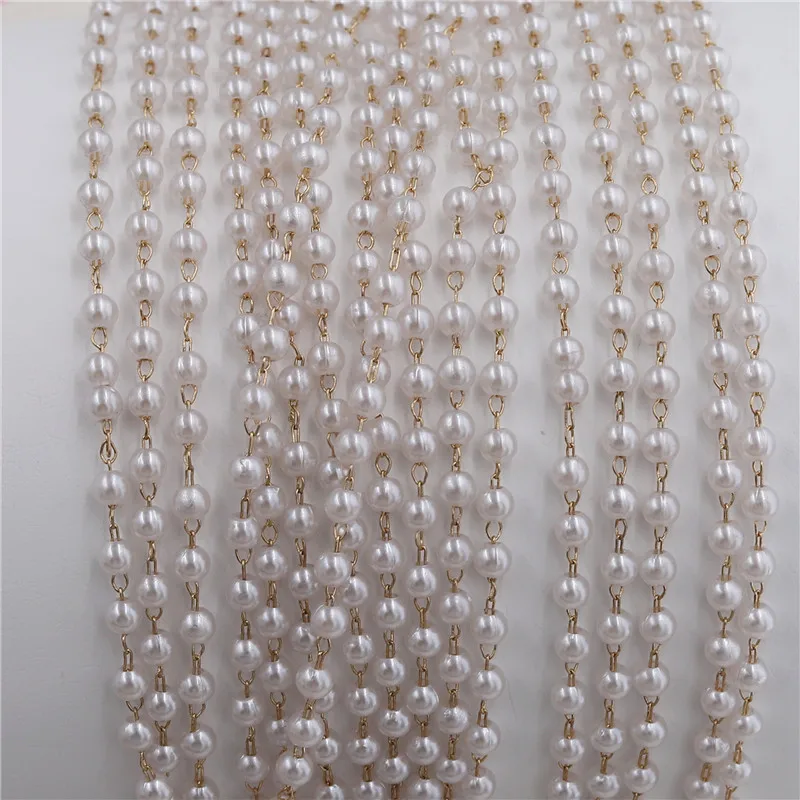 Beautiful faceted rosary style beaded pearl chain gold plated for jewelry making charms FOB reference price