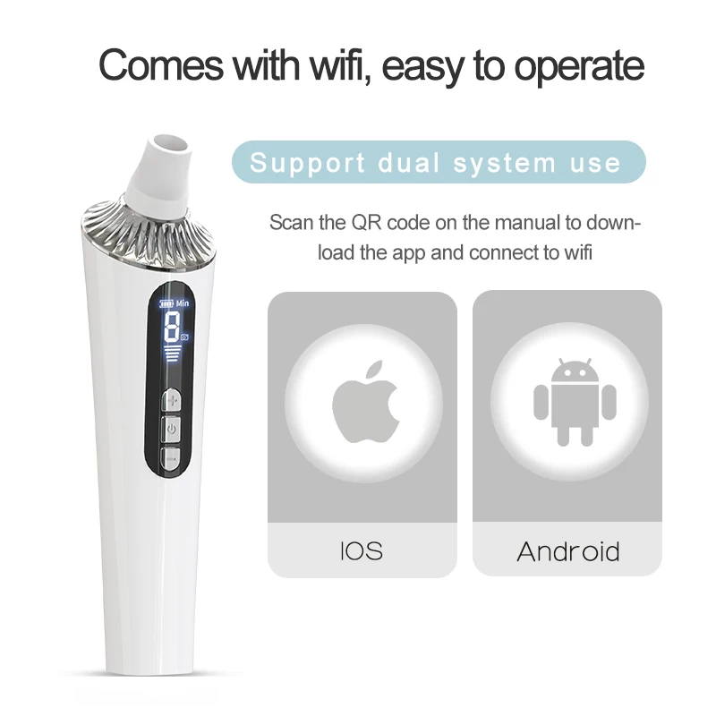 20X Microscope App Visual Rechargeable Suction Facial Pore Cleaner with 4 Replaceable blackhead remover vacuum with camera
