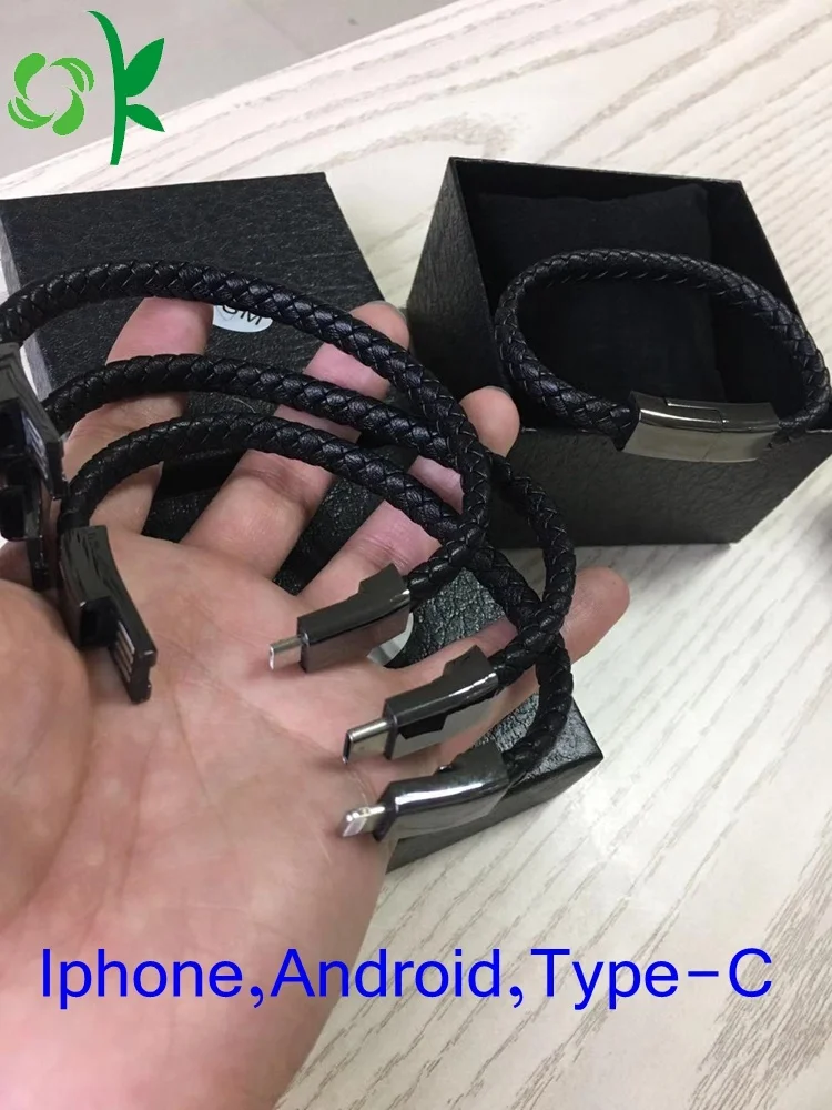 
Fashion Leather USB Cable Cell Phone Charger Bracelet 