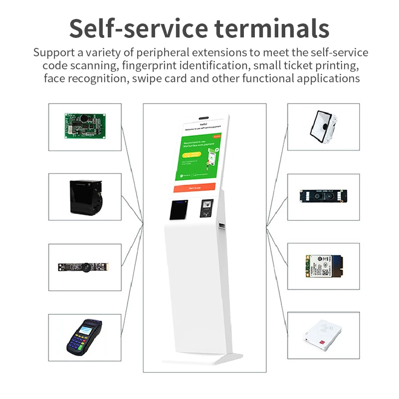 Factory R & D custom any size queue management machine electronic touch queue management kiosk paper report self pick up