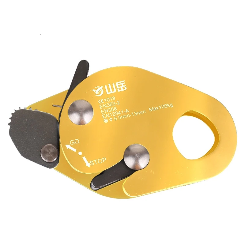 Climbing Descender Self-Braking Stop Climbing Rope Grab Stopper Peak Gear for Mountaineering