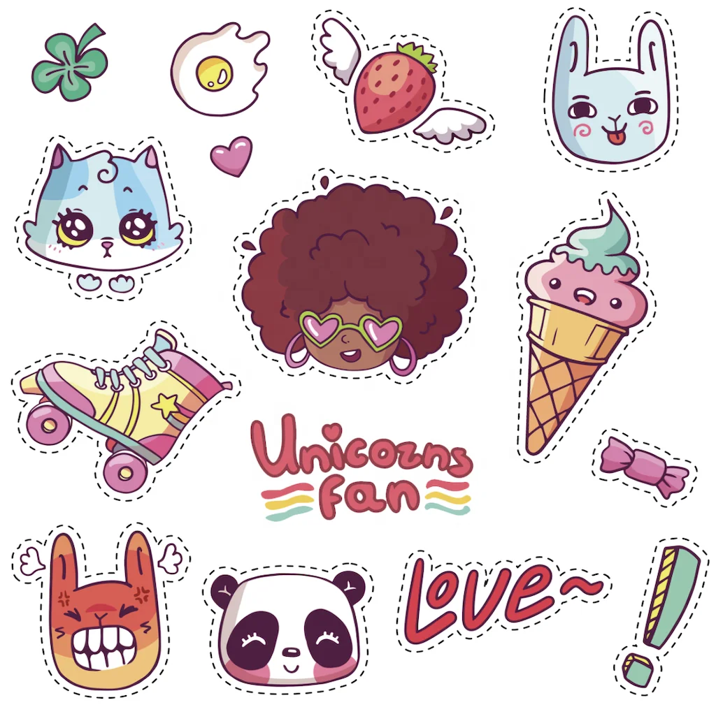 15/pack Wholesale Creative Matte Girls Vinyl Stickers Confetti Cute Kawaii Lovely Stickers packs with Vinyl material