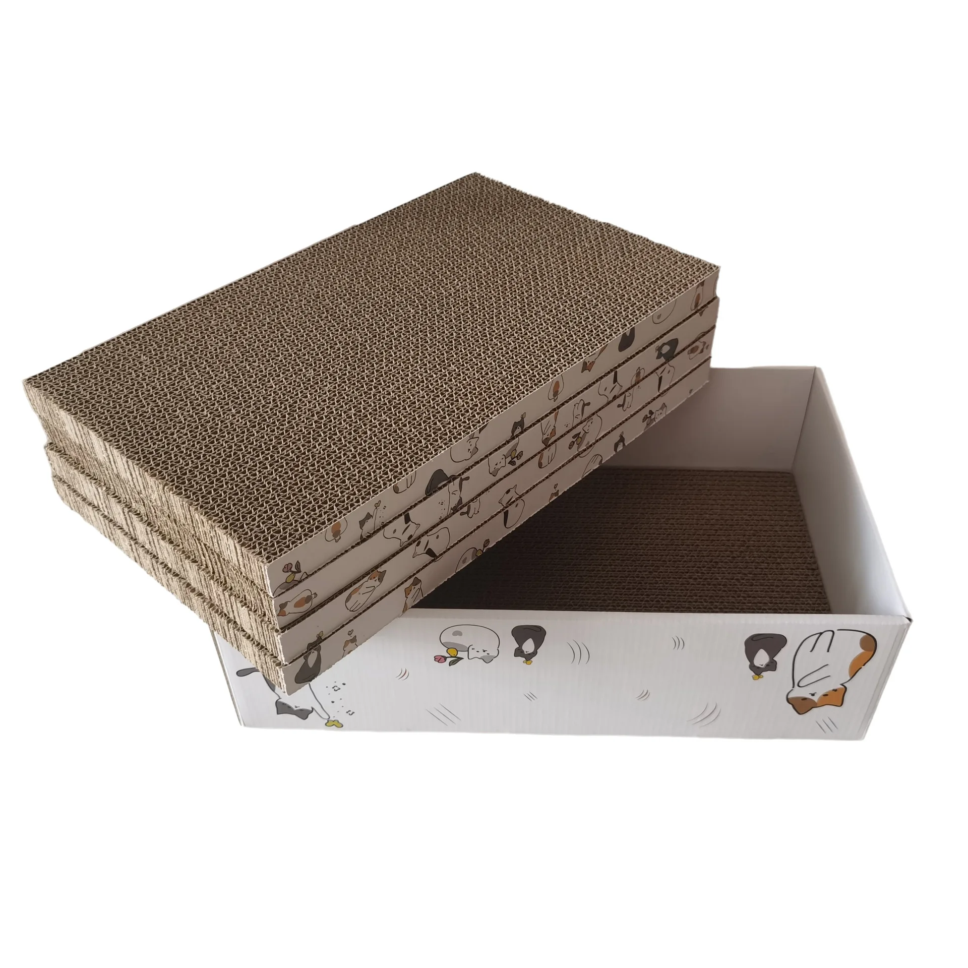 5 Pieces Cat Scratch Board Corrugated Paper Eco Friendly Cardboard Cat Scratchers Board Mat Pad For Cats