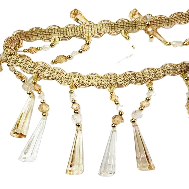 14.5CM LONG ACRYLIC BUGLE BEADS TRIM FRINGE TASSEL