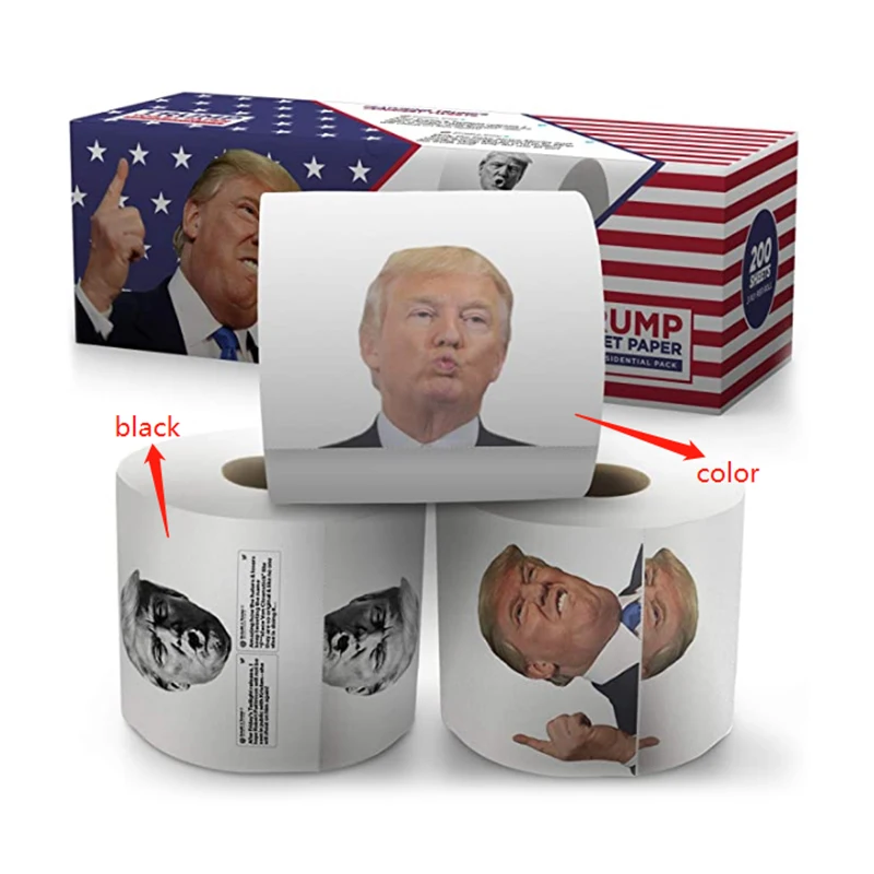 
Top Quality Cheap price Ultra Soft cosy Wood Pulp embossed 3ply funny Toilet Paper Tissue Roll with Trump memes 