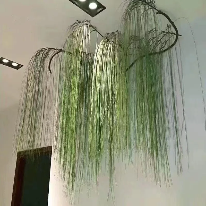 silk artificial flower simulated wire hanging basket plants leaves wedding hanging decoration Weeping willow leaf flower vine