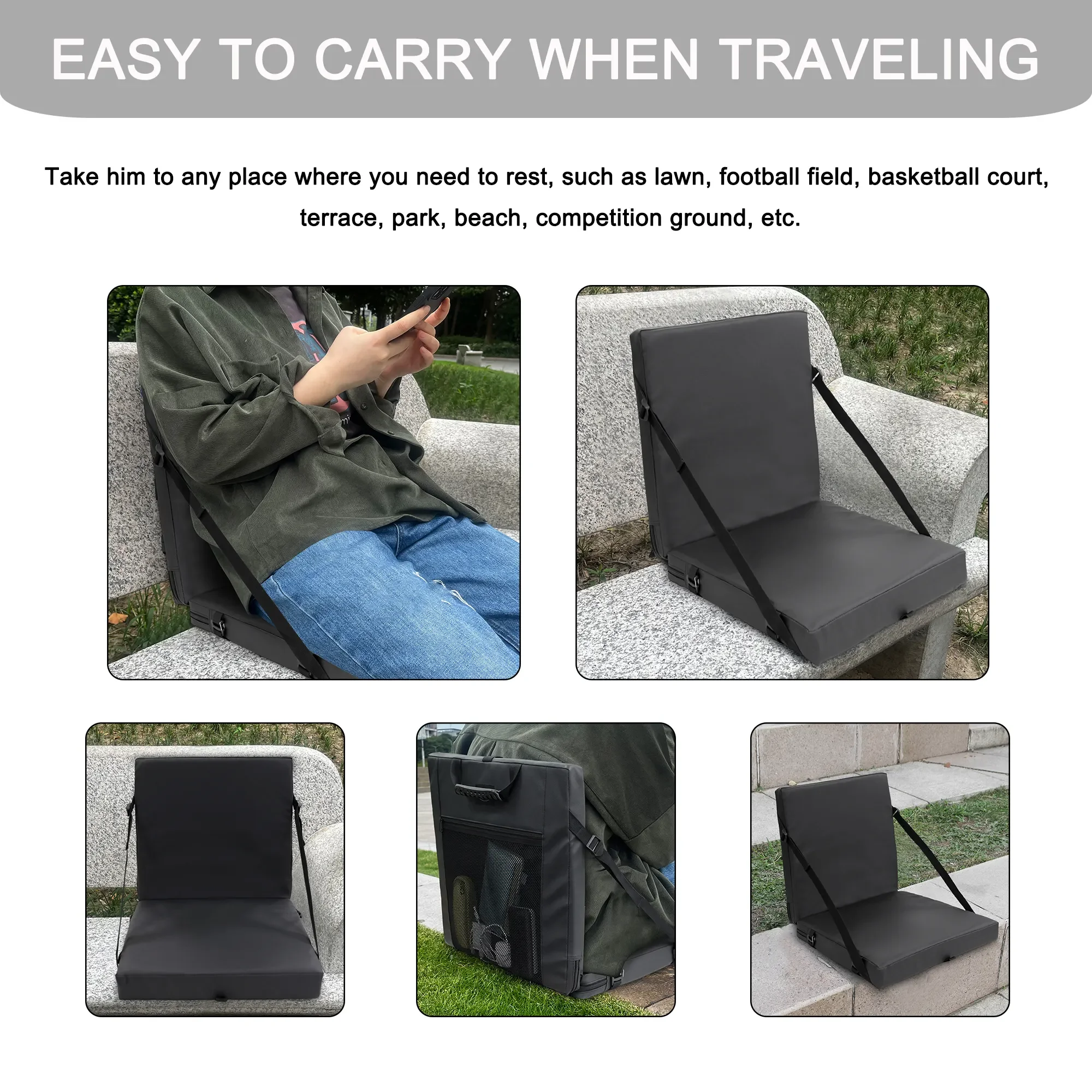 Mydays Tech PU Leather Waterproof Portable 3 Temperature Adjustable Heated Seat Cushion with Back Mesh Pocket and Back Support