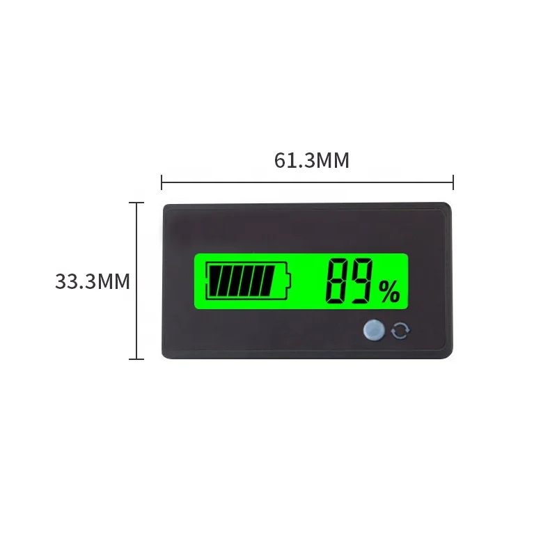 Waterproof 12V/24V/36V/48V Lead Acid Battery Status Indicator Lithium Battery Capacity  Voltage Meter with Green Backlight LCD S