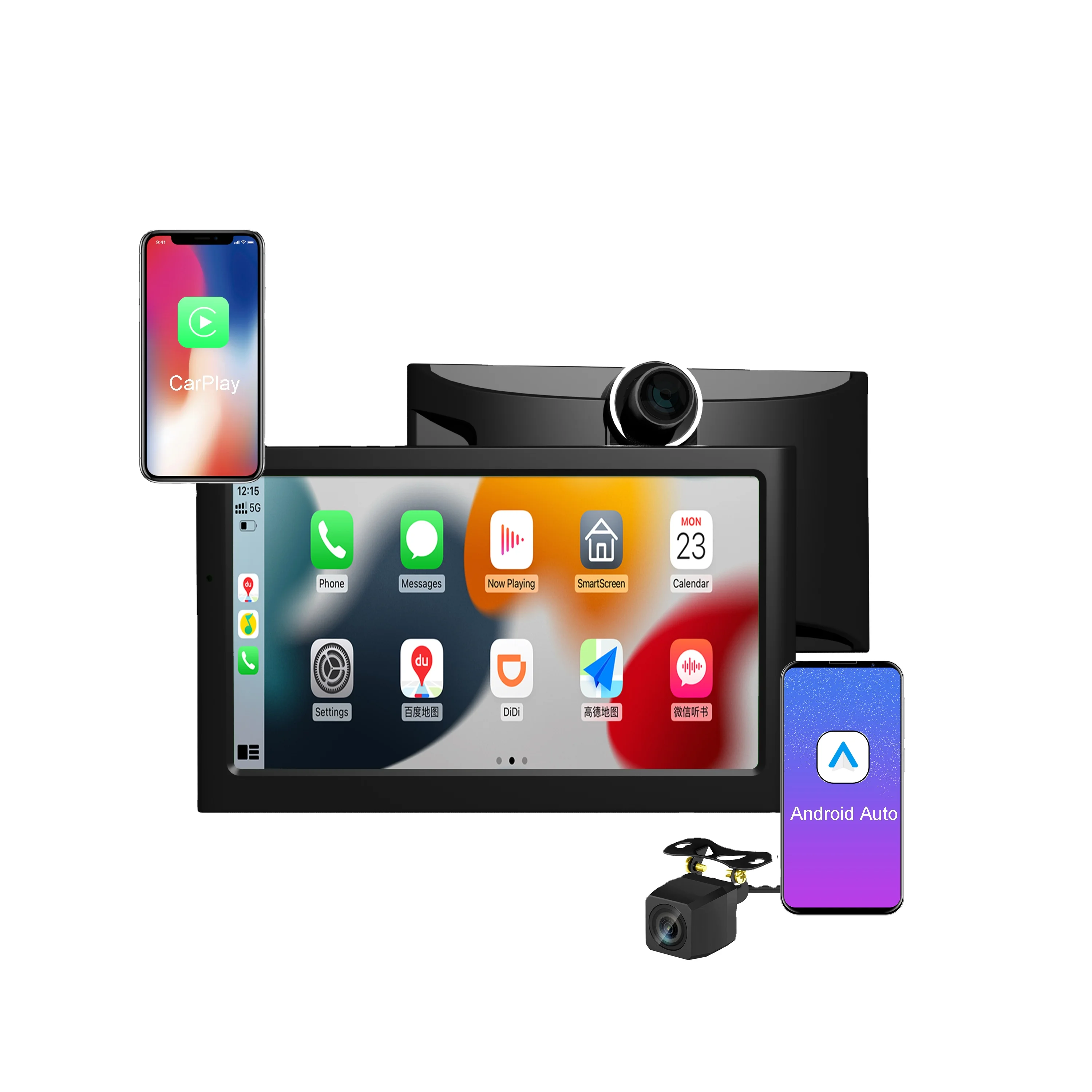 2023 New Style 7 Inch Front 2K Full Touch Screen Dash Cam Car Radio Wireless Android Auto Carplay