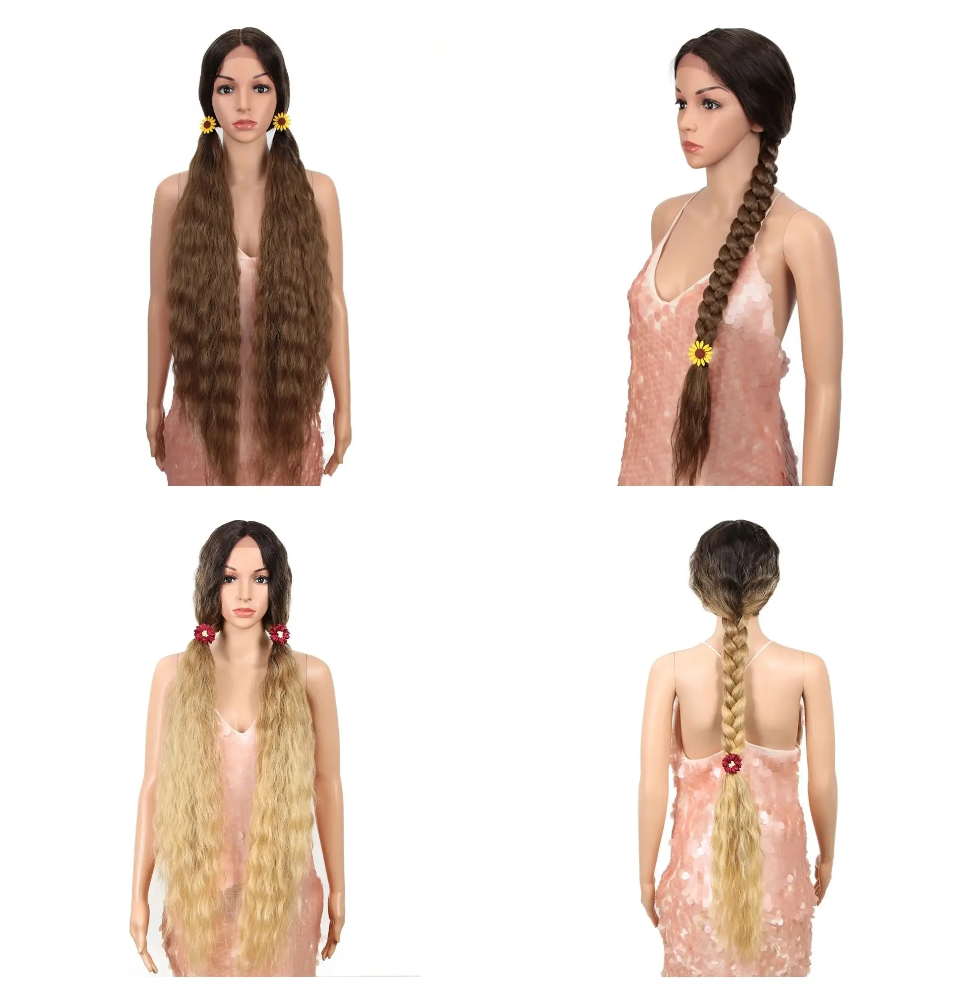 Ombre Wig Women Synthetic Lace Front Wigs Blonde for Black High Quality Premium Fiber Heat Resistant Long Curly Wigs Synthetic