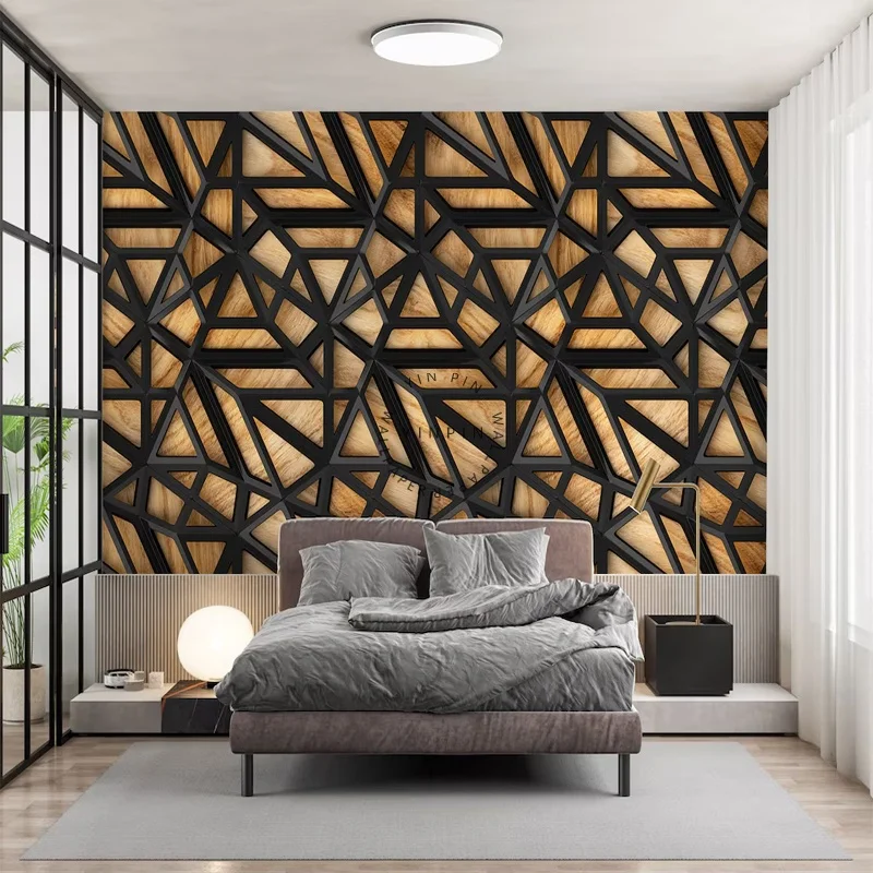 Office wall decoration wallpaper grid background self-adhesive 3D mural