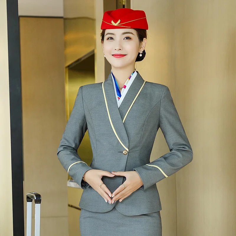 Custom flight attendant airline uniform suit hotel uniform beauty salon work uniform