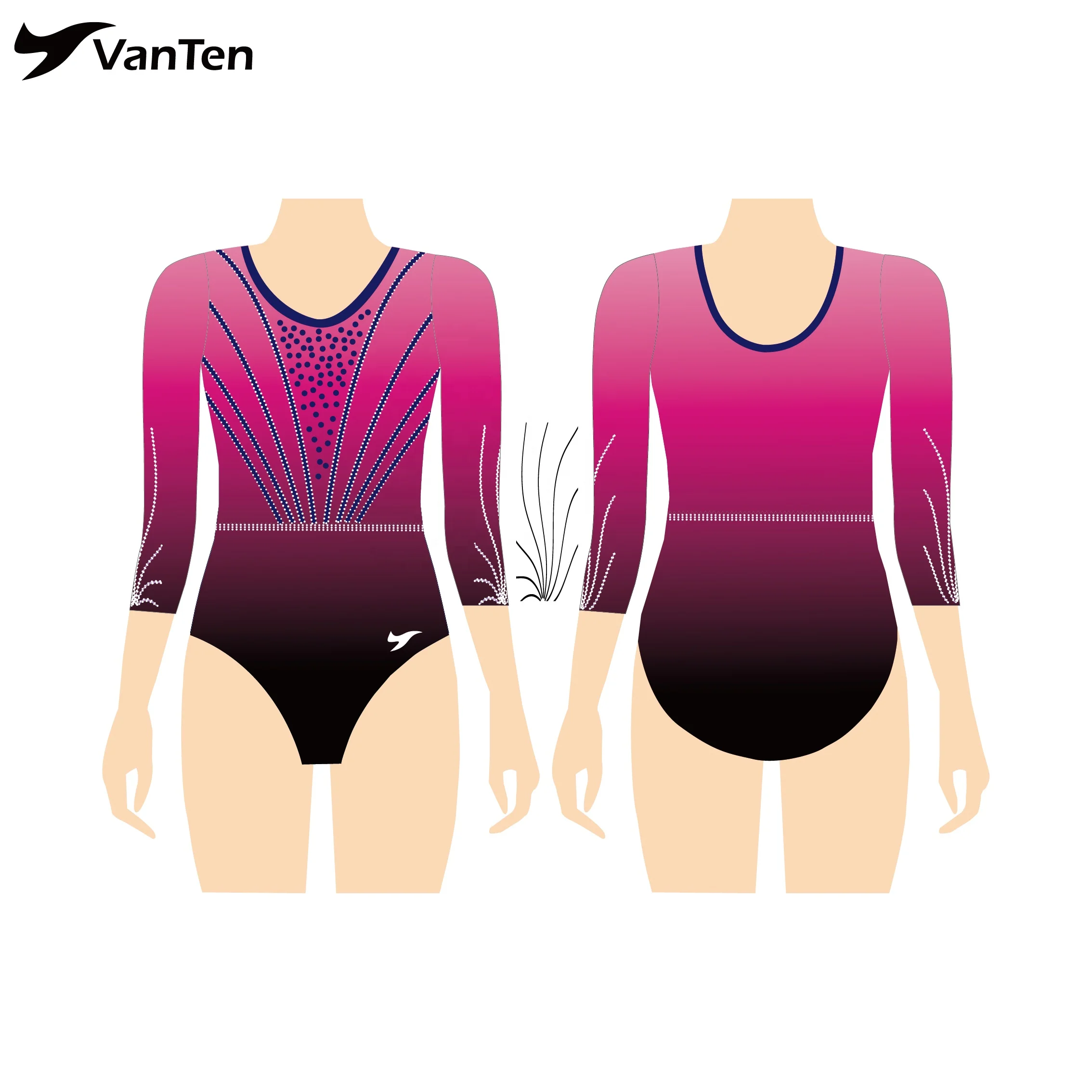 VANTEN College team rhythmic gymnastics costume sublimated girls dance gymnastics leotards