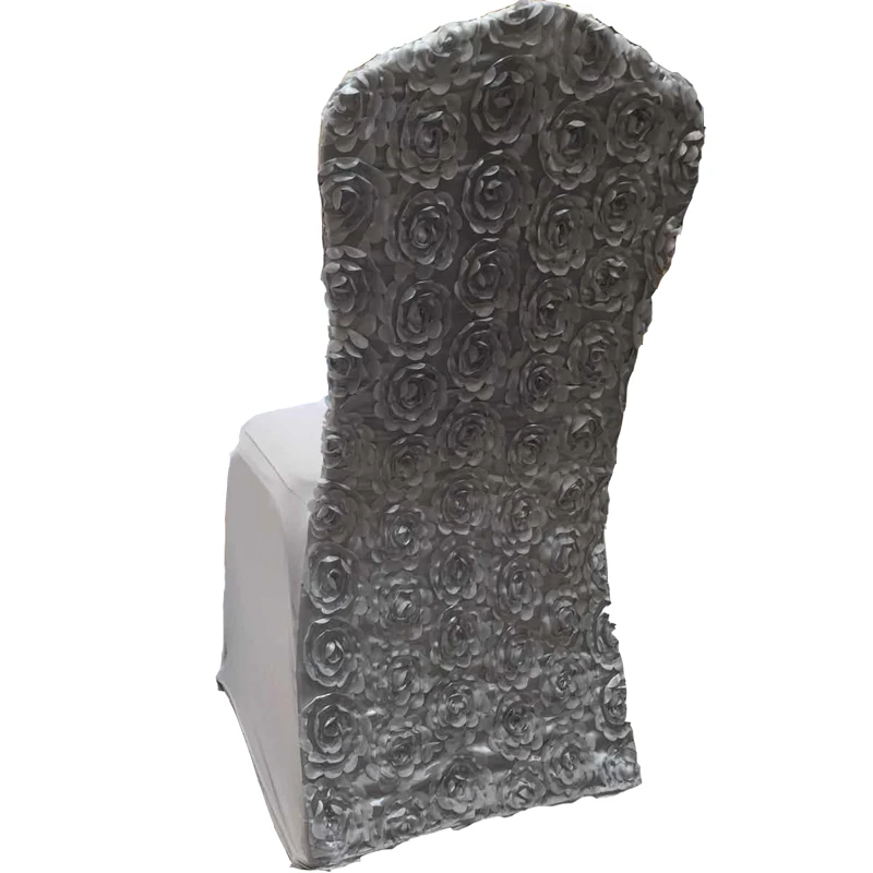 wholesale High quality white rosette satin wedding decoration chair cover