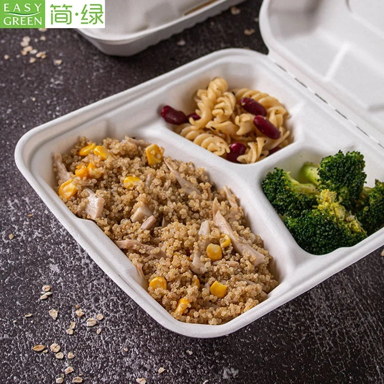 Disposable Microwaveable Biodegradable Take Out Food Containers with Clamshell
