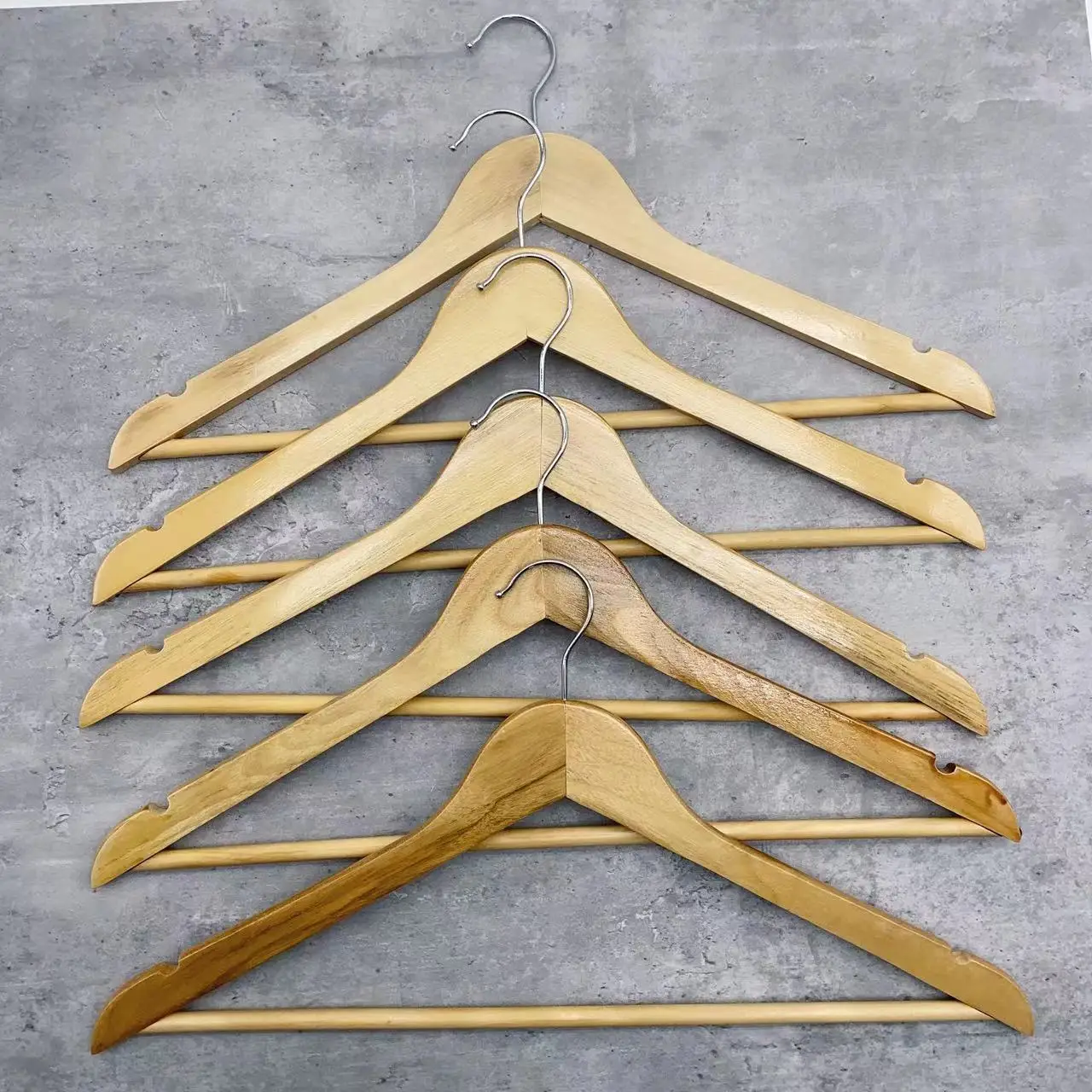 Solid Wood Suit Hangers with Non Slip Bar and Precisely Cut Notches,Heavy Duty Clothing Hanger for Closet
