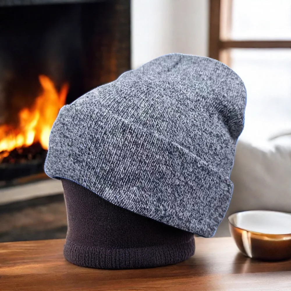 High Quality Unisex Melange Color Winter Beanie Hat Custom Logo AB Yarn Style Cycling Daily Knitted Beanie