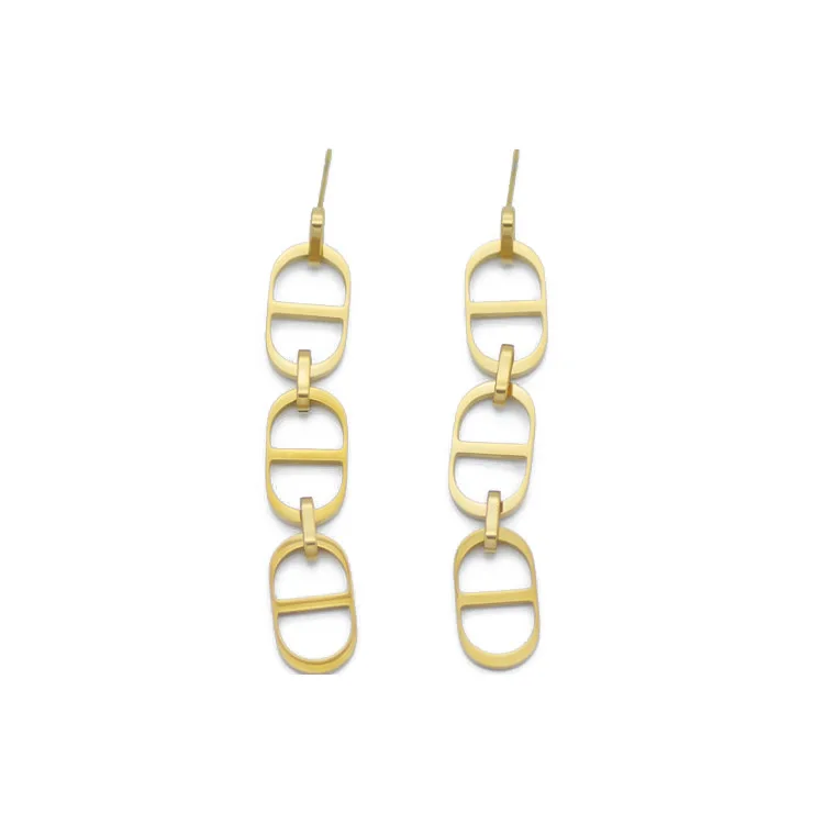 Hot Sales Wholesale Stainless Steel plated 14K 18K Real Gold Pig Nose Chain Earrings for Women