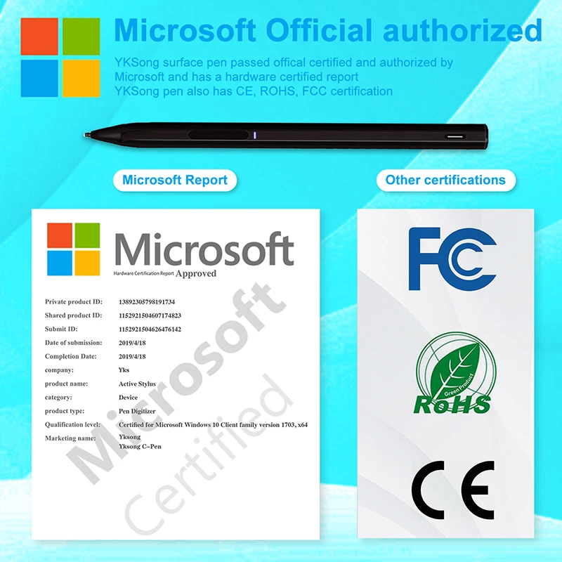 Tablet Pen For Microsoft Surface Pro8/7/6/5/4/3 Go Pro X Stylus Book Laptop4096Pressure Sensitivity Replaceable tip technology