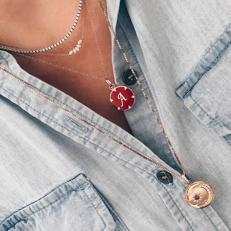 Gemnel 925 silver jewelry popular 14K gold pave diamond bar necklaces for women