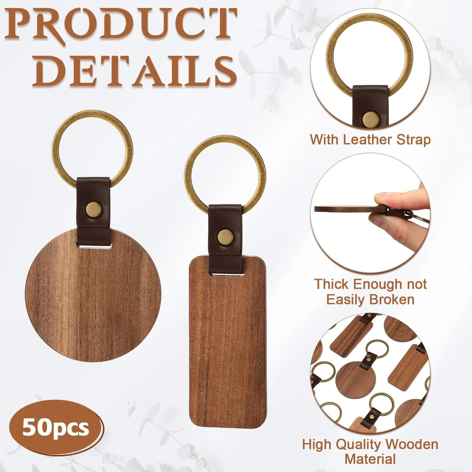 Creative Black Walnut Wood Keychain with Laser Engraved Beech UV Printed Logo Plastic Pendant for Keys folding fan custom DIY