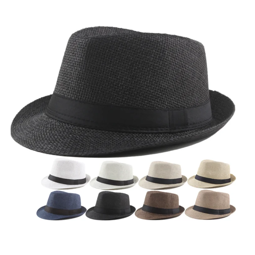 Wholesale Summer Breathable strap paper straw Fedora Panama fashion hat cap