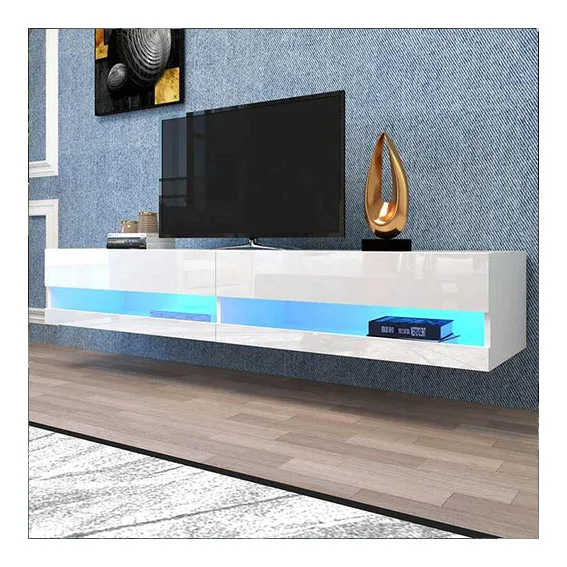New Design Home Entertainment Wall Unit Tv Stand With 20 Colors LED Floating Shelves Wall Mounted Tv Cabinet
