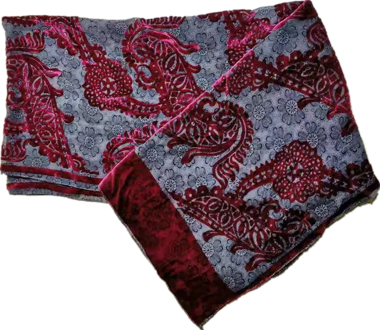 Custom design printed rayon silk burnout velvet arab hijab scarves